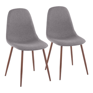 English Elm Contemporary Walnut Leg Steel Frame Dining Side Chairs with Padded Upholstered Seats B202P223635