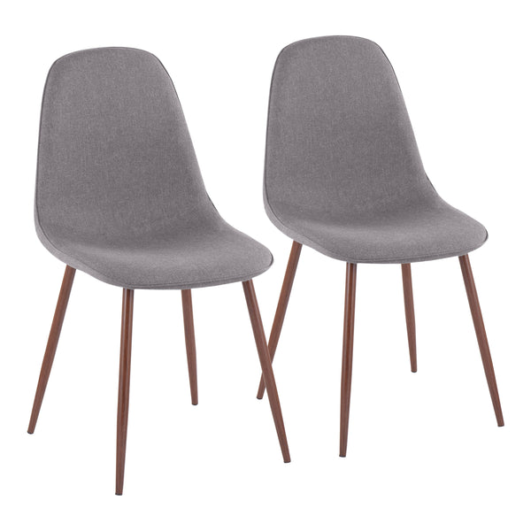 English Elm Contemporary Walnut Leg Steel Frame Dining Side Chairs with Padded Upholstered Seats B202P223635