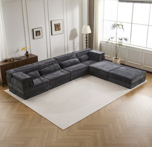 English Elm Compression Modular Sofa Bed - Oversized 4-Seater, No Assembly, Adaptable Designs For Any Space W3723S00041