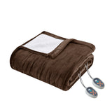 True North by Sleep Philosophy Ultra Soft Casual Plush Reverses to Berber Heated Blanket TN54-0400 Brown