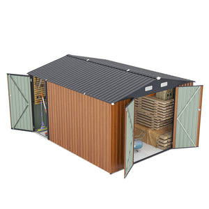 English Elm Campcraft Galvanized Steel Outdoor Storage Shed with Triple Lockable Doors and Vents W1598S00036
