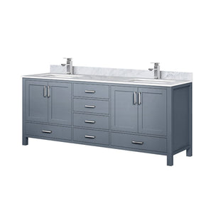 English Elm Dark Grey Double Bath Vanity 80" W x 22" D with Carrara Marble Top, Soft-Close Storage & Chrome Faucet Set B2731P259127