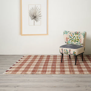 English Elm Area Rug, Handwoven Jute & Cotton, Durable Dark Brown Plaid, Eco-Friendly, 8X10 Ft For Any Room B346P321268