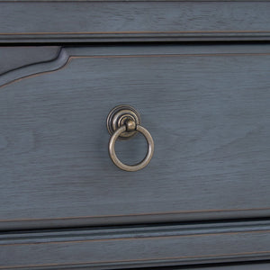 English Elm 9-Drawer Corduroy Blue Dresser, Fully Assembled, Rubberwood & Birch, Soft-Close Felt-Lined Drawers B108P193083