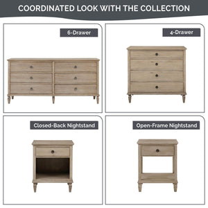 English Elm Victoria Aged Oak Nightstand with Solid Wood Legs, Wire-Brushed Veneer, Drawer & Open Shelf Cream 27 L x 22.75 W x 27.63 H B035P341165