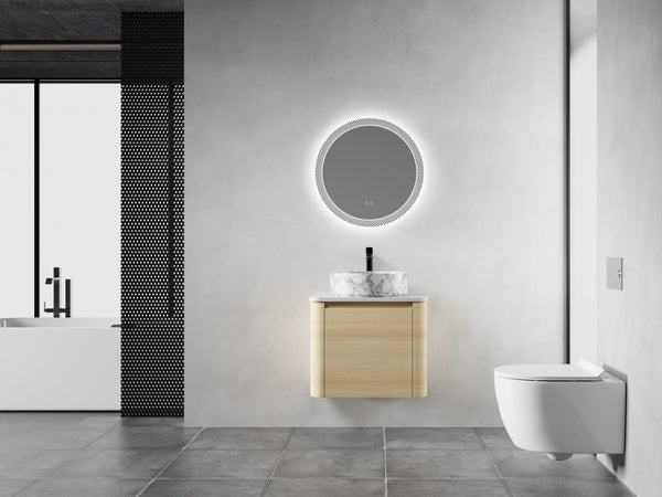 English Elm 24'' Wall-Mounted Bathroom Vanity With Ceramic Vessel Sink & Soft-Close Door For Small Spaces W999S00460