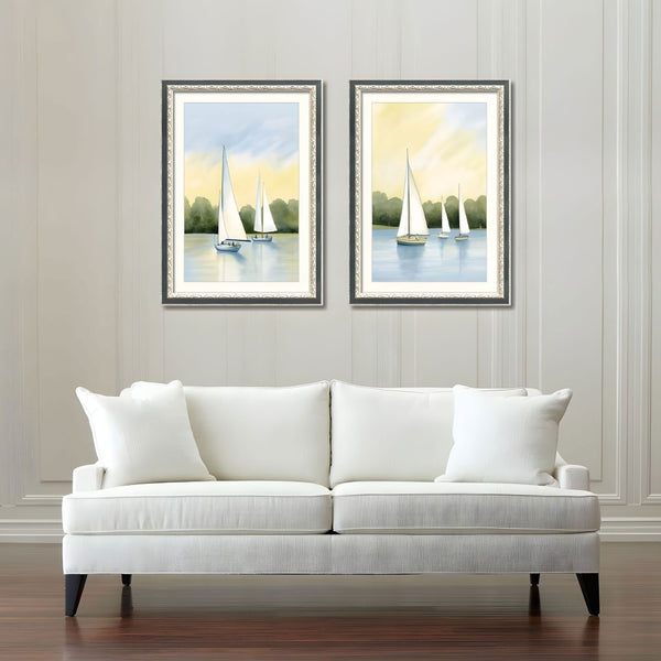 English Elm Set Of 2 Sailboat Framed Wall Art – Nautical Canvas Prints With Replaceable Design For Stylish Decor T3976P383231-GIGA