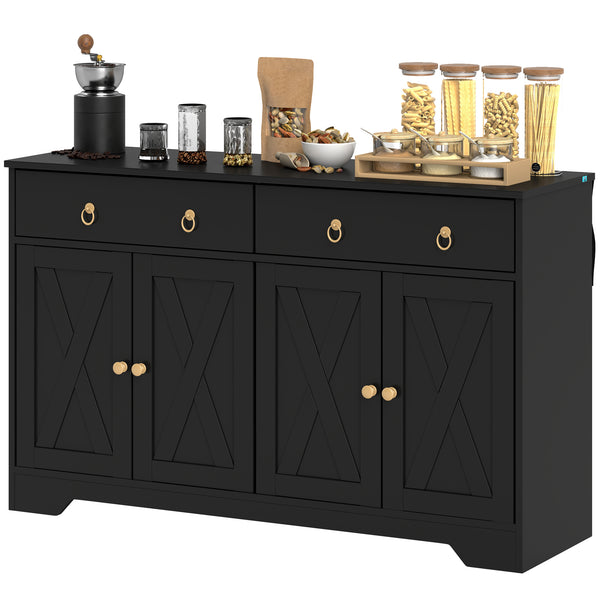 English Elm Kitchen Farmhouse Buffet Cabinet with Sliding Barn Doors Drawers and Adjustable Shelving T3971P399157