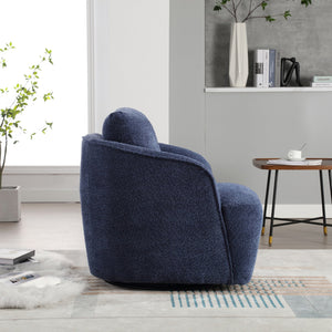English Elm 30.3"w Boucle Barrel Swivel Chair 360 Rotation Lounge Seating for Living Room Navy W3188P400934