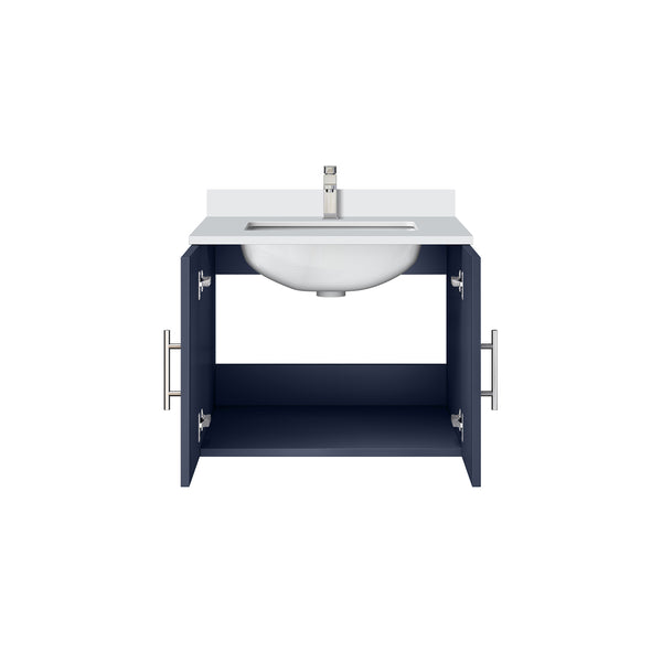 English Elm Navy Blue Bath Vanity With Cultured Marble Top & Stainless Steel Faucet - Perfect For Small Spaces! B2731P258565
