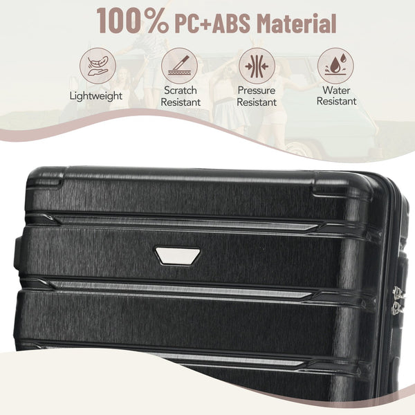 English Elm Hardshell 3 Piece Travel Set with Spinner Wheels Abs Pc Suitcase for Easy Airport Rolling N730P245304B