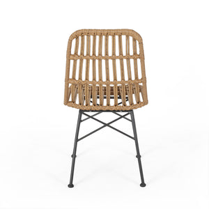 English Elm Sawtelle Outdoor Dining Chair Set Rattan Wrapped Metal Frame Patio Seating 65487.00LBRN