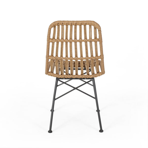 English Elm Sawtelle Outdoor Dining Chair Set Rattan Wrapped Metal Frame Patio Seating 65487.00LBRN