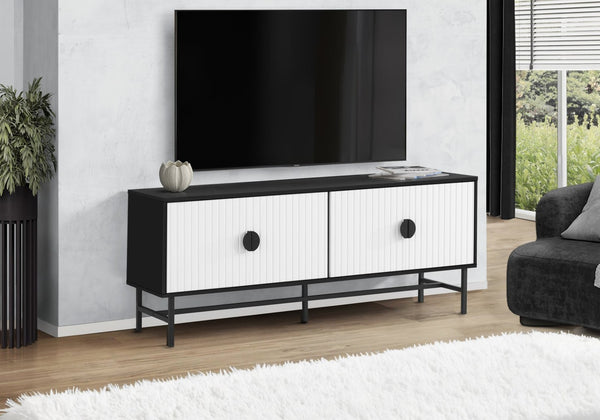 English Elm Tv Stand 60 Inch Modern Media Console With Storage Cabinet For Living Room & Bedroom – Black & White B2710P219102-GIGA
