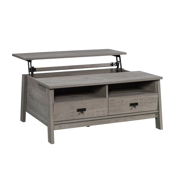 English Elm Lift-Top Coffee Table With Versatile Storage & Stylish Brown Finish For Modern Living Spaces B356P367796