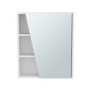 English Elm Quintana Mirror Medicine Cabinet Wall-Mounted with 1 Door & 4 Open Shelves, Kronos White, Space-Saving B200P335368