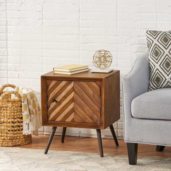 English Elm Christopher Knight Home® - WOODEN Mango Wood & Iron Cabinet with Chevron Door, Mid-Century Modern Accent Storage, 17.5"W 66489.00
