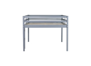 English Elm Full Rubber Wood Loft Bed with Ladder and Under-Bed Storage Space, Sturdy Minimalist Design for Comfort Grey W504P283515