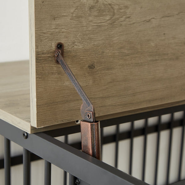 English Elm Furniture style dog crate with sturdy steel frame, particle board top for 150lb storage, fits dogs up to 70lb Grey W1162119832