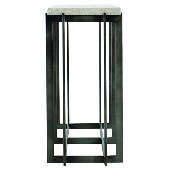 Bernhardt Bernhardt Hathaway Console Table With White Travertine Top And Oil‑Rubbed Bronze Tubular Base, 57.25"W 510911