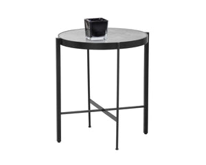 Sunpan WILLEM End Table - Stylish White Carrara Marble Top with Sleek Black Metal Frame for Modern Living 104133