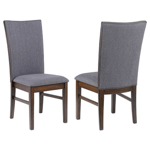 English Elm Wawona Grey Upholstered Dining Side Chair Set of 2 — Tall Back Comfort, Tapered Profile, Brown Wood Base B062P375534