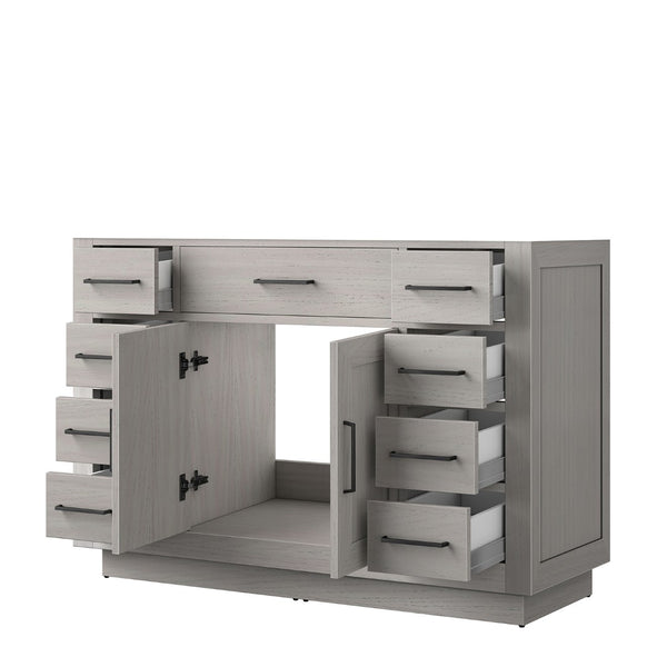 English Elm White Oak Single-Sink Vanity - 48" Midcentury Design With Soft-Close Storage For Small Bathrooms B2731P257716-GIGA