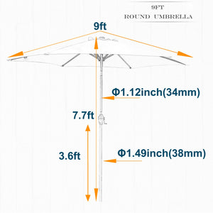 English Elm 9ft Outdoor Patio Umbrella Hexagonal Canopy Uv Resistant Tilt Vented Resort Style Pattern + Blue W656P242106