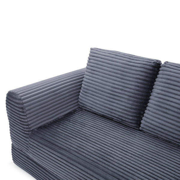 English Elm 2-in-1 Corduroy Futon Sofa Sleeper with Foam Fill and Modular Floor Profile Grey W1117P417293