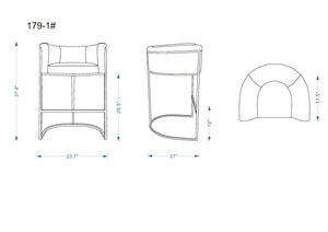 English Elm Cosmopolitan Metal Upholstered Barstool with Geometric Frame, Faux Leather Seat, High-Density Foam Comfort Grey B365P398469