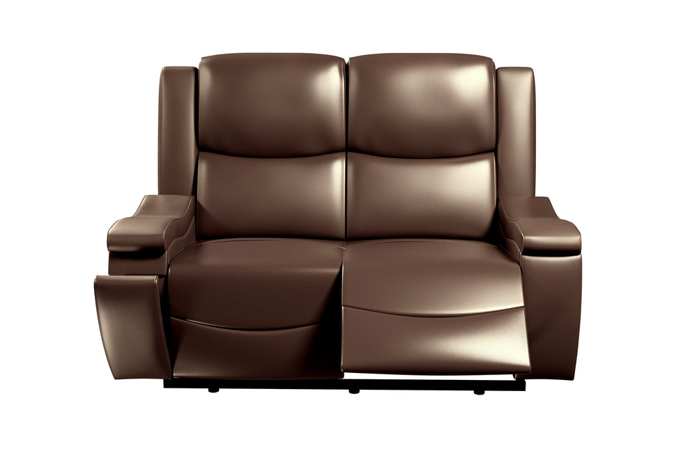 English Elm Recliner Plush 3-Seat Manual Sofa with Hidden Cup Holders, Headrest Support for Ultimate Comfort and Style Camel 60 L x 31 W x 26 H B089P240489