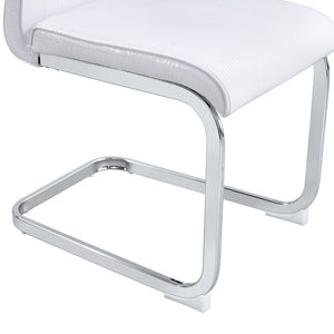English Elm Set of 2 Glam Faux Alligator Pvc Dining Chairs with Crystal Buckle Bow Legs White W3875P371055