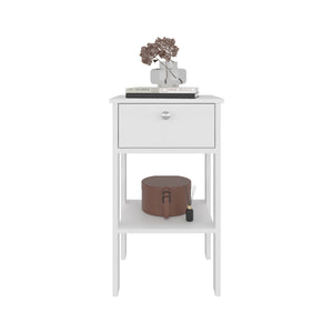 English Elm Shongopovi Modern One Drawer Nightstand with Open Shelf, Scratch-Resistant Surface, Compact Bedroom Storage White 31.89 L x 20.48 W x 3.94 H B128P375275