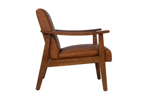 English Elm Stylish Mid-Century Faux Leather Accent Chair with Wooden Frame, Sloped Arms and Padded Seat Brown 27 L x 13 W x 23 H B011P369874