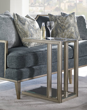 A.R.T. Furniture Cove Accent Table: Glamorous Transitional Design With Tempered Glass Top And Elegant Cork Shelf Grey Rubberwood Solids,Primavera Veneer,Glass,Cork 349308-2743