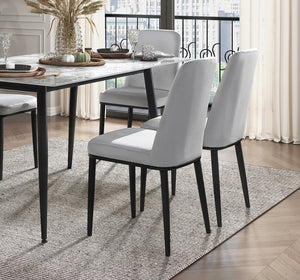 English Elm Contemporary 7-Piece Dining Set With Luxe Beige Velvet Chairs & Durable Sintered Stone Tabletop B011S01865
