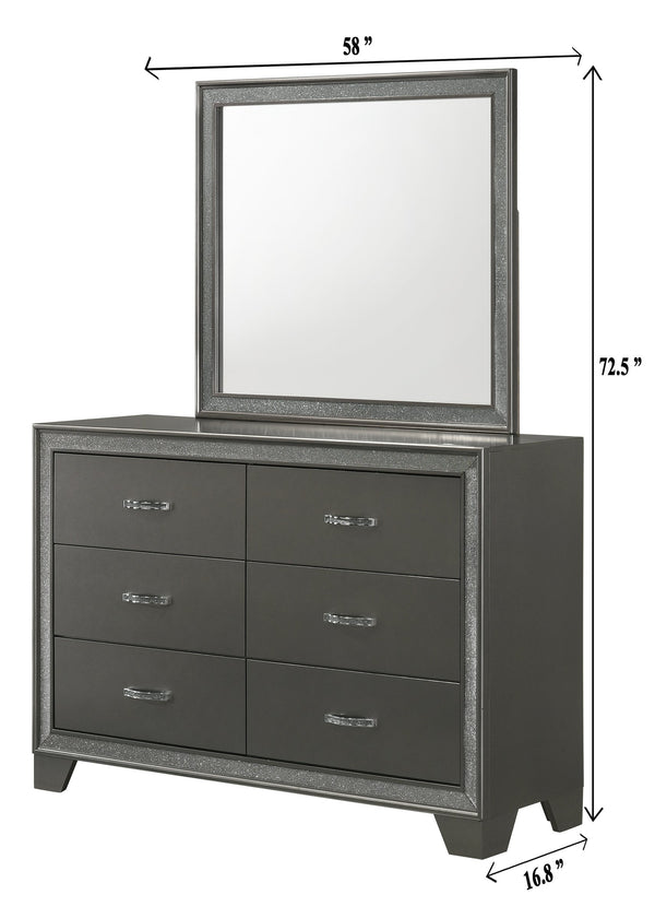 English Elm Contemporary Sparkling Accent Five-Drawer Chest with Sleek Dark Brown Finish, Stylish Bedroom Storage Dark Gray 60.63 L x 19.57 W x 37.01 H B2741P345259