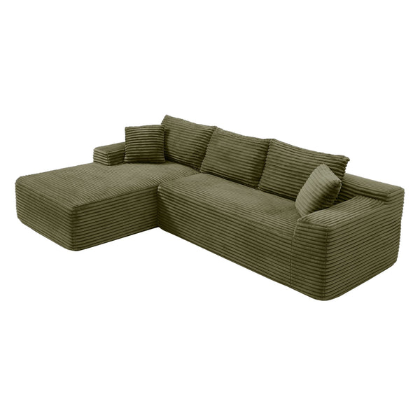English Elm 105'' Modular Cloud Sectional Sofa Deep Seat Corduroy L-shape Couch for Living Room W1117S00384