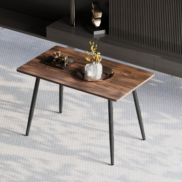 English Elm Modern MDF Rectangle Table Walnut Top with Black Metal Legs — Sturdy, Waterproof, Multiuse 51.6"x30.5" W2189P243126