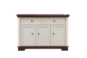 English Elm Farmhouse Large Wall Storage Cabinet - Roman Column Design, Versatile Coffee Bar & Wine Cooler Stand W2393P300539