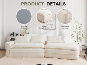 English Elm Modern Minimalist Modular Sectional Sofa - Plush Cloud Couch With Right-Facing Chaise For Cozy Living Spaces W2959S00014