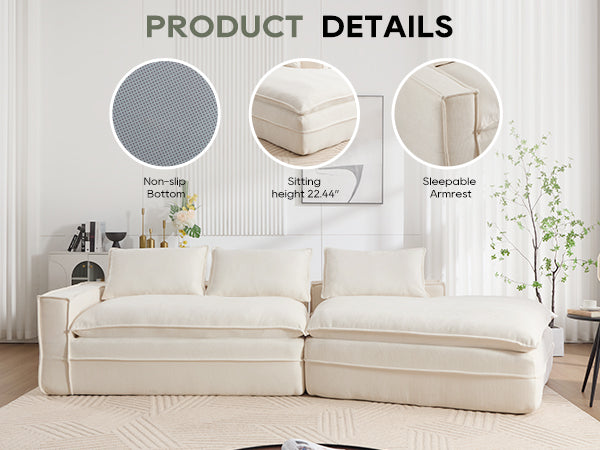 English Elm Modern Minimalist Modular Sectional Sofa - Plush Cloud Couch With Right-Facing Chaise For Cozy Living Spaces W2959S00014