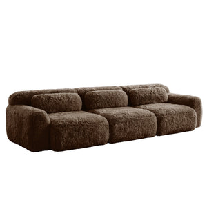 English Elm 114''soft Plush Modular Sectional Sofa with Cloud Cushions for Living Room Theater Chocolate W714S01540
