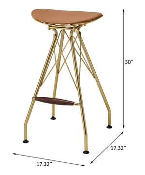 English Elm Dragea Contemporary Whiskey Faux Leather Bar Stools Set of 2 — Gold Metal Frame, 30" Seat, 220lbs Capacity B2726P306327