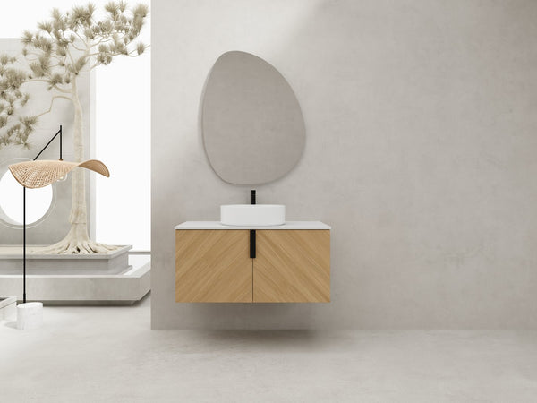 English Elm 36" Modern Wall-Mounted Bathroom Vanity With Ceramic Vessel Sink & Soft-Close Doors For Stylish Space W999S00448
