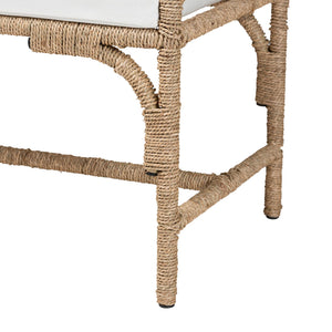 English Elm Modern Rattan Woven Bench with Geometric Artisan Detail for Bohemian Living Spaces B2750P467705