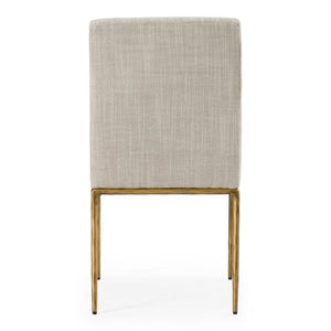 VIG Furniture Beasley Off-White Linen Dining Chair With Brass Frame, Sculpted Comfort, Durable 380Lb Capacity VGMY-3756-WHT