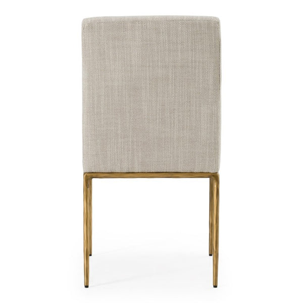 VIG Furniture Beasley Off-White Linen Dining Chair With Brass Frame, Sculpted Comfort, Durable 380Lb Capacity VGMY-3756-WHT