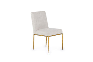 VIG Furniture Modrest Beasley - Modern Off-White Linen + Brass Dining Chair VGMY-3756-WHT