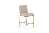 VIG Furniture Modrest Beasley - Modern Beige Linen + Brass Counter Chair VGMY-3756-26-BGE